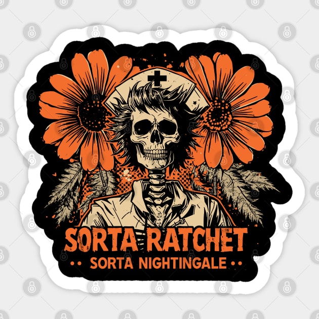 Ratchet Sorta Nightingale Skeleton Nurse Halloween Sticker by JessArty